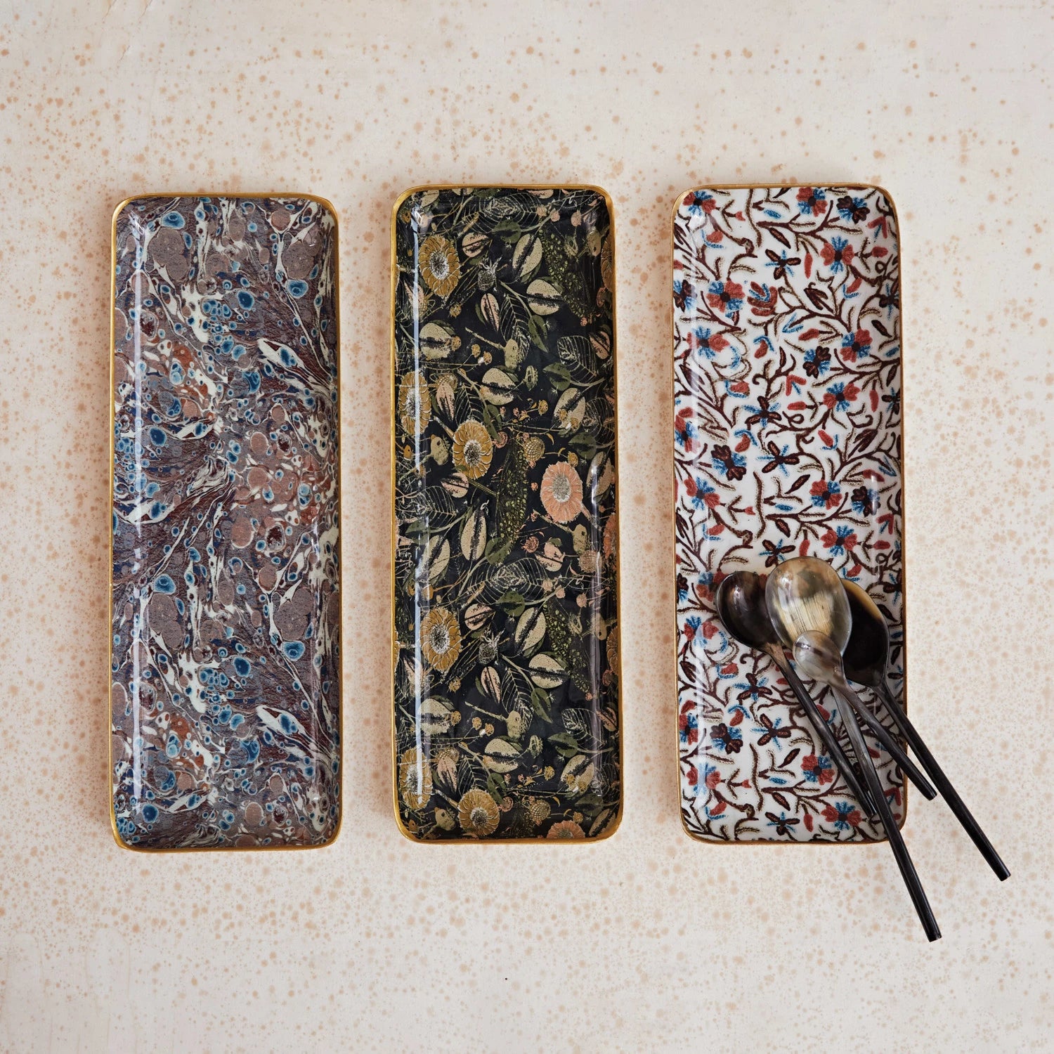 Enameled Metal Tray, 3 Style Options