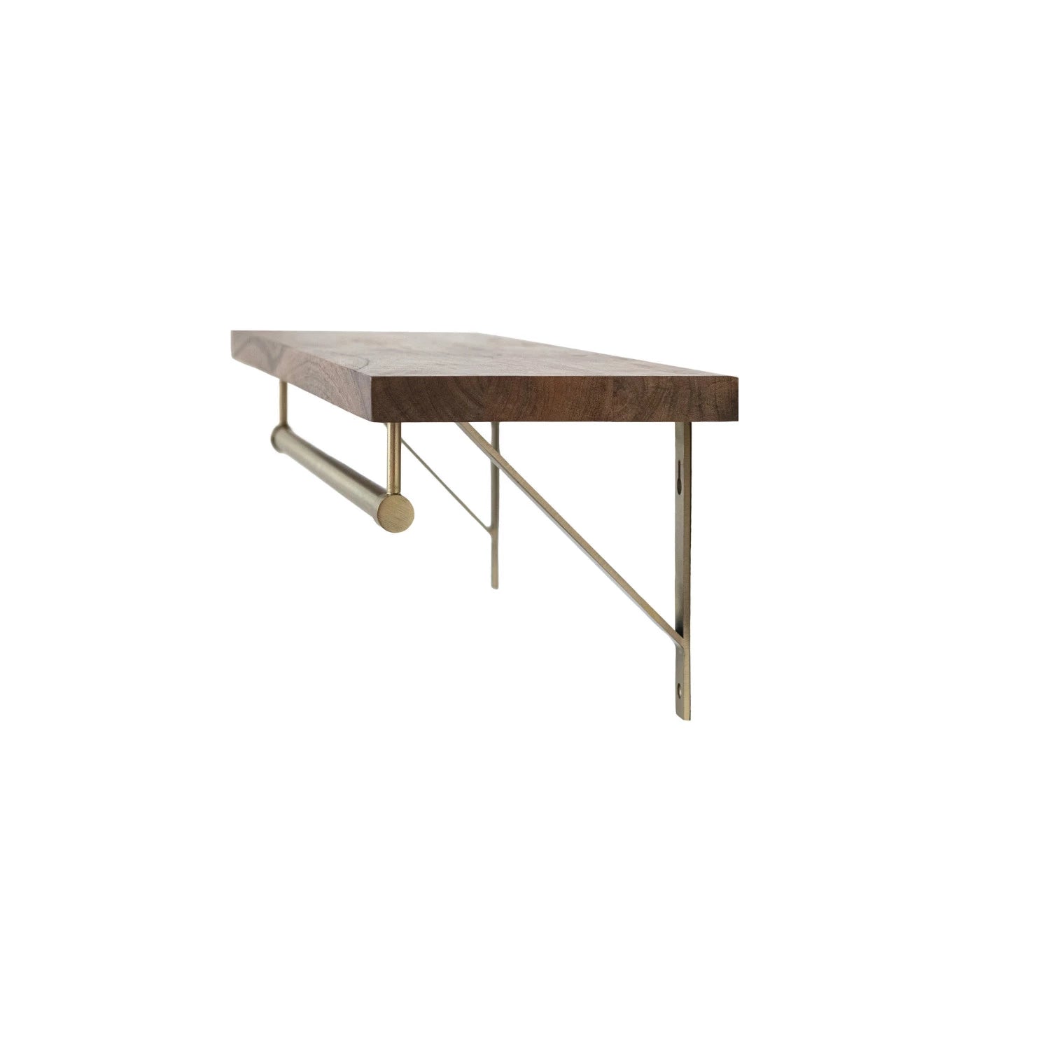Mango Wood & Metal Wall Shelf with Rod