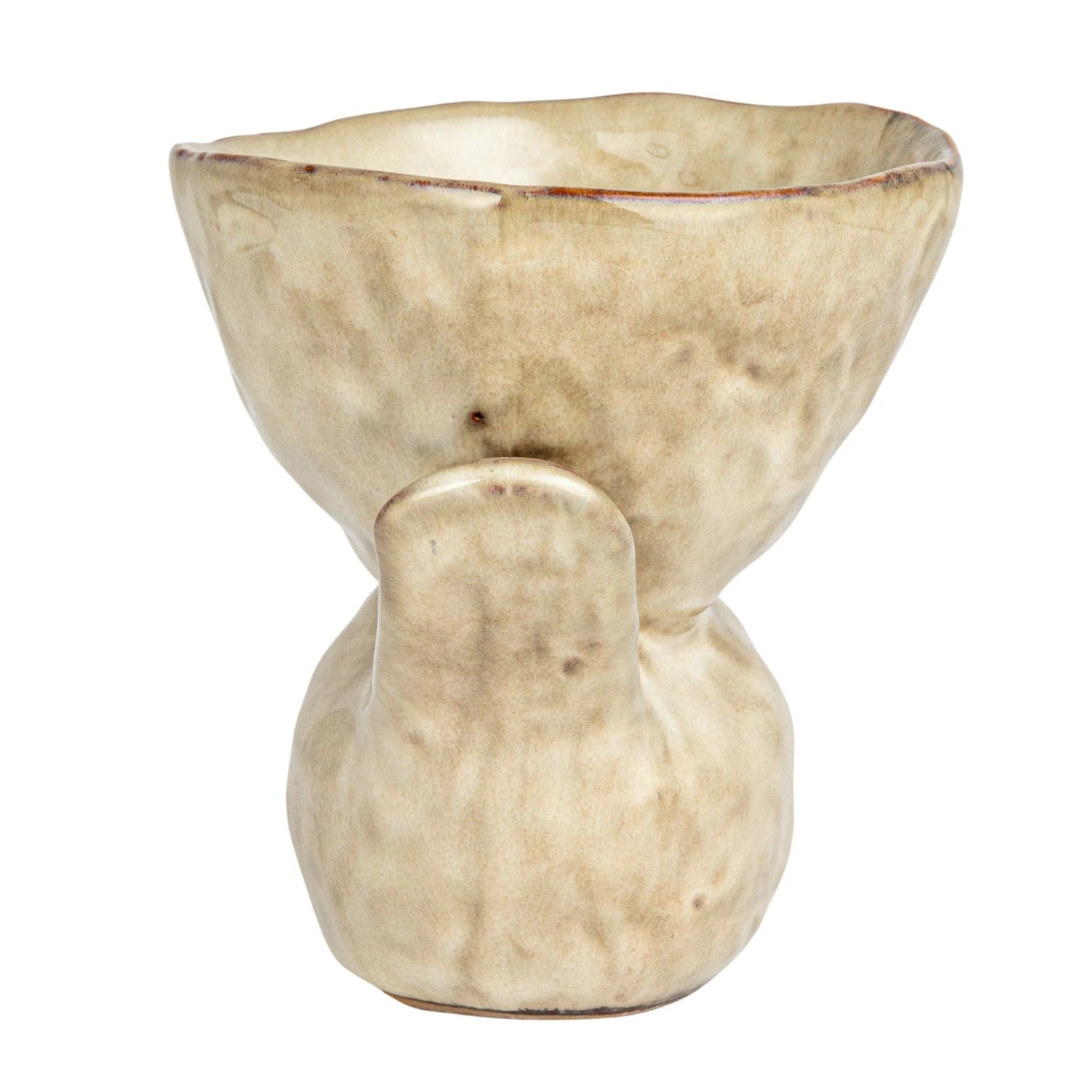 Stoneware Bird with Bowl, Cream Color