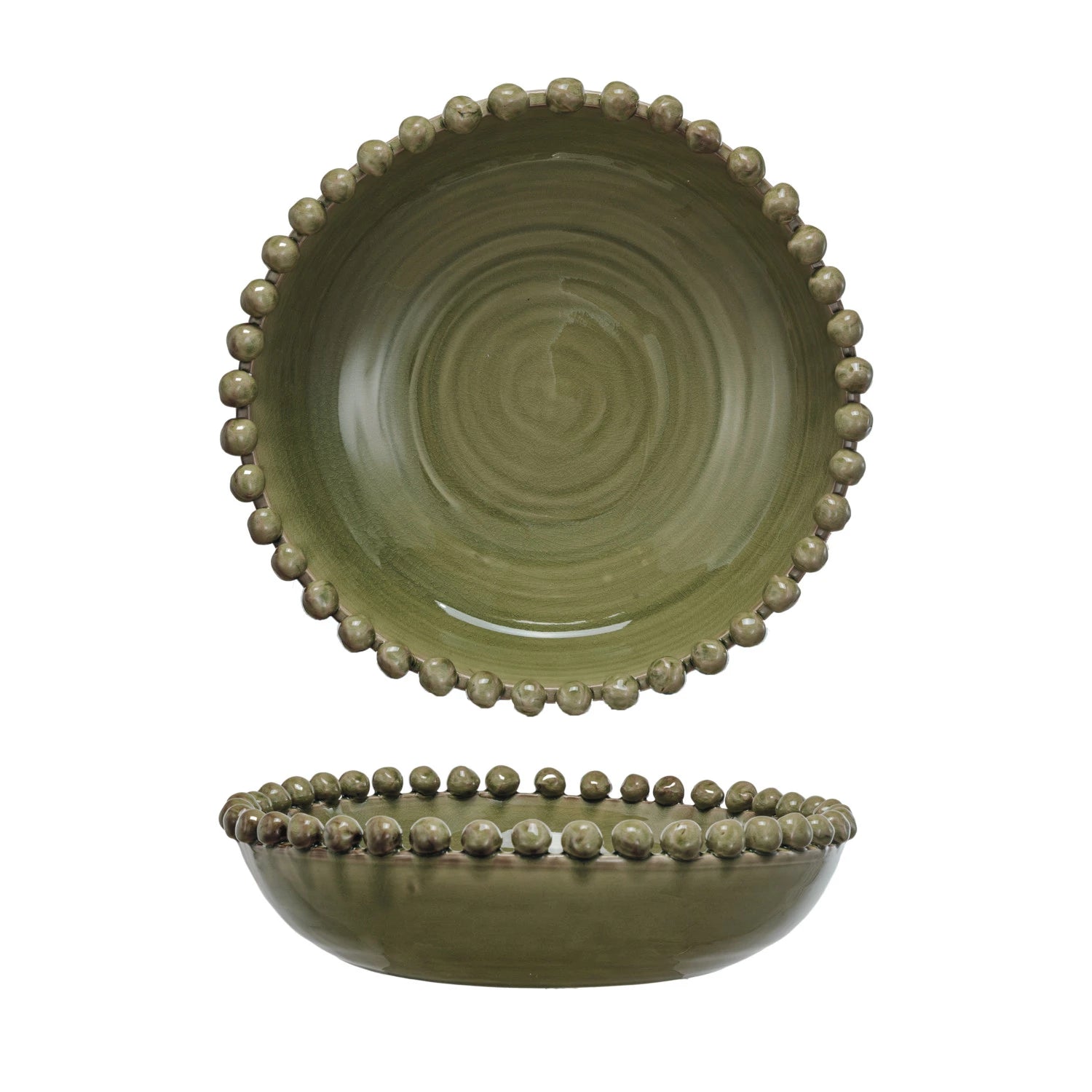 Decorative Handmade Terra-cotta Bowl with Hobnail Edge