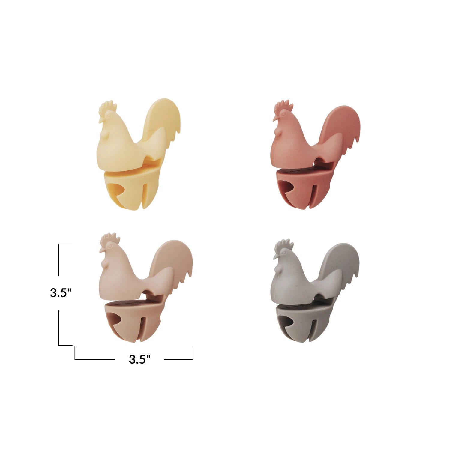 Silicone Rooster Shaped Lid/Spoon Holder, 4 Colors Options