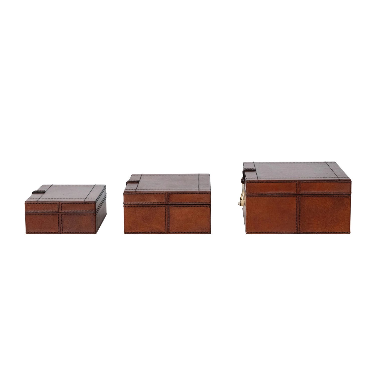 Leather Box with Brass Closure, Size Options