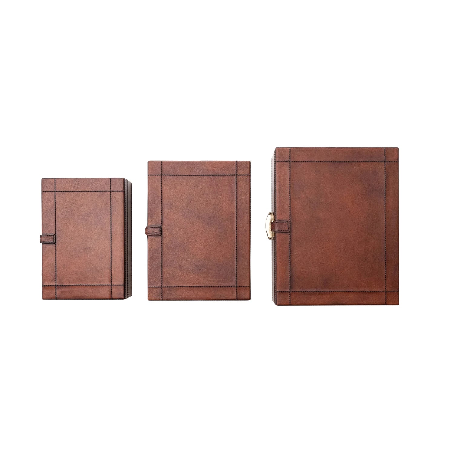 Leather Box with Brass Closure, Size Options