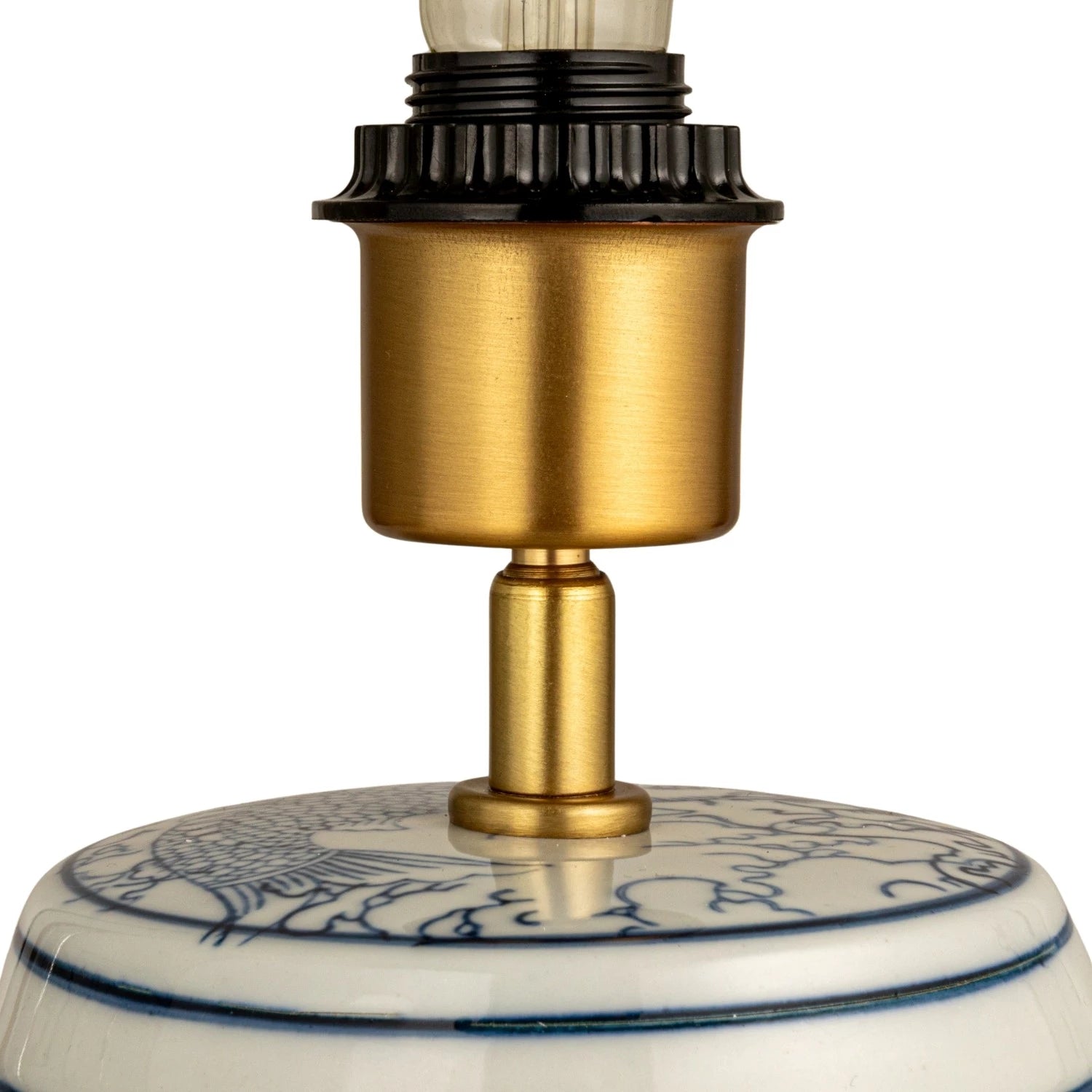Hand Painted Ceramic Table Lamp with Linen Shade and Inline Switch