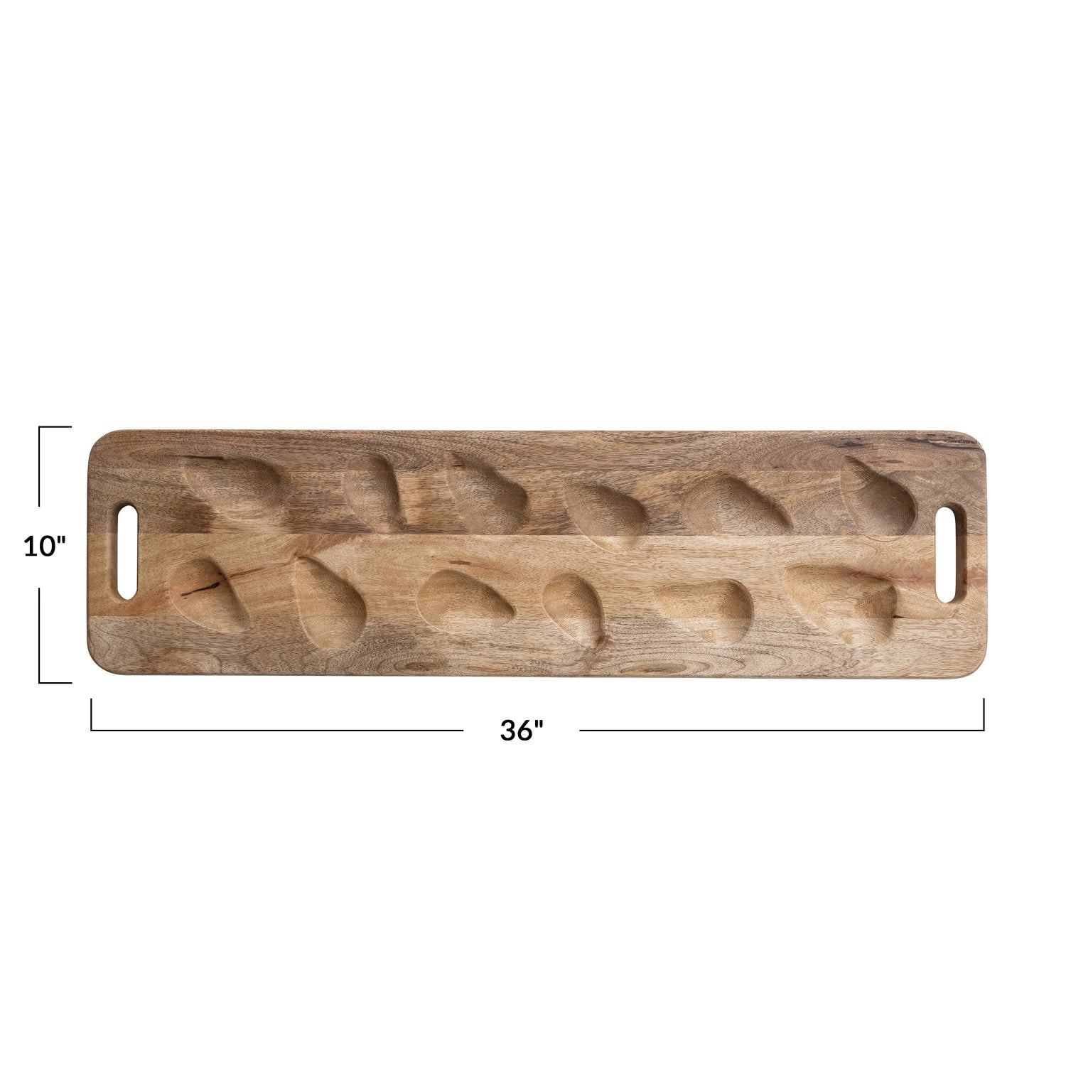 Mango Wood Oyster Serving Board with Handles