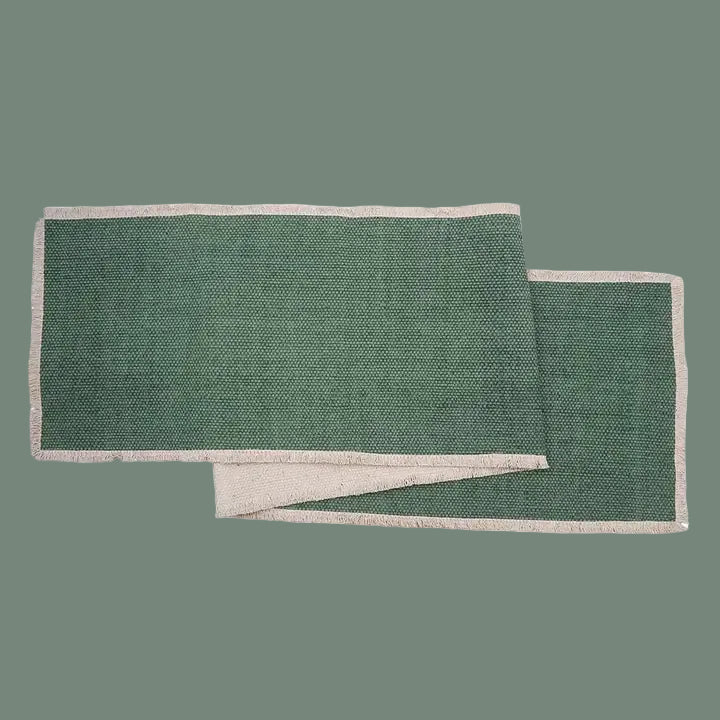 Pre Order Aspen Green Fringed Solid Table Runner