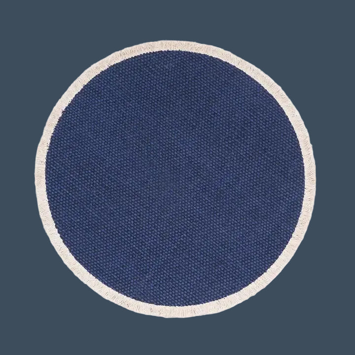 Pre Order Indigo Fringed Solid Round Blue Placemat