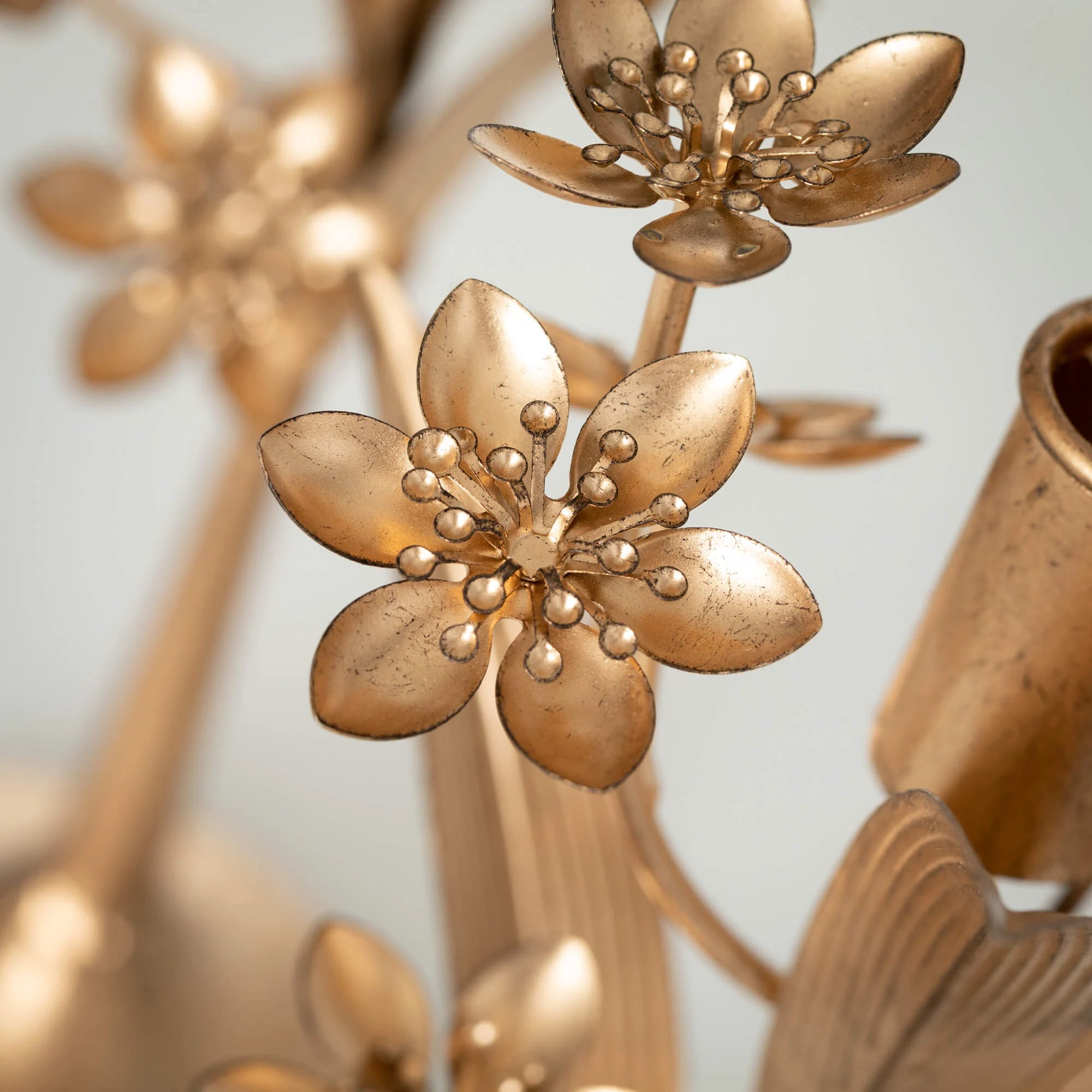 Gold Floral Candleholder, Size Options