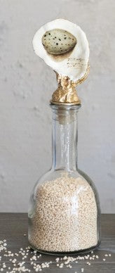 Decorative Glass Bottle with Resin Oyster Shaped Stopper, 2 Style Options