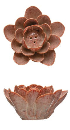 Handmade Stoneware Flower Incense Holder, Color Options