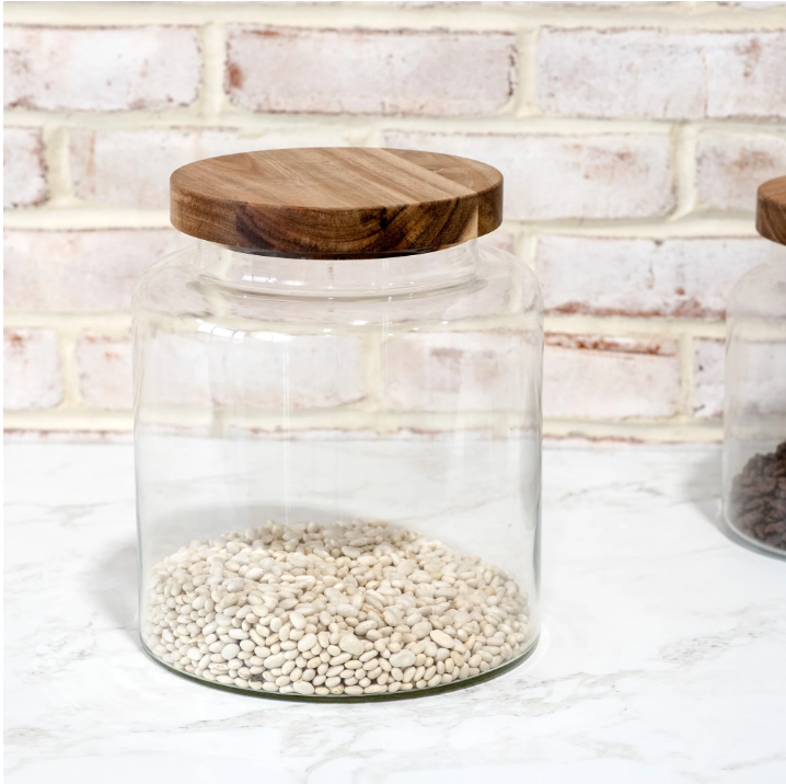 Glass Storage Jar Wood Lid