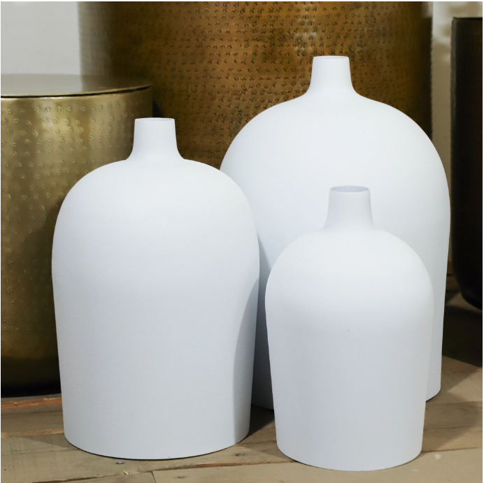 White Open Bottom Vases, Size Options