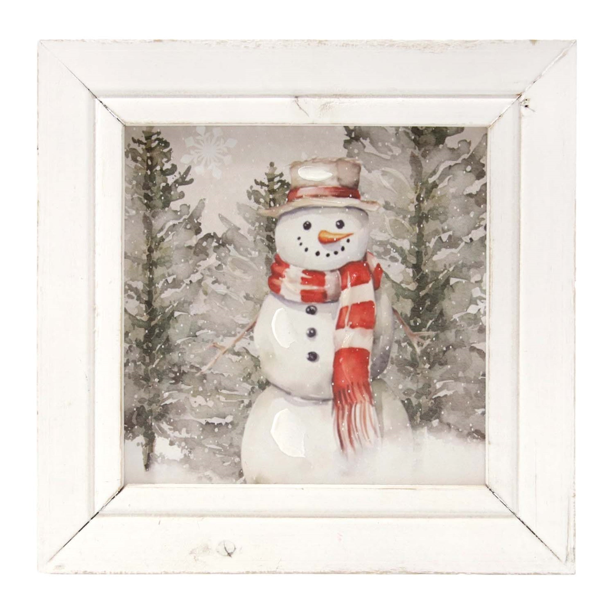 Snowman w/Red Scarf Framed Sign
