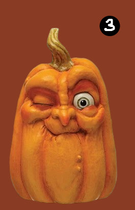 Resin Pumpkin with Face, 3 Style Options