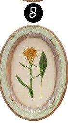 Oval Wood Framed Glass Wall Décor with Flower, 9 Style Options