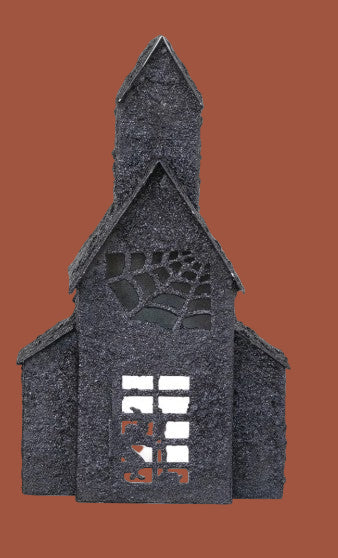 Halloween Distressed Black Metal House, 2 Style Options