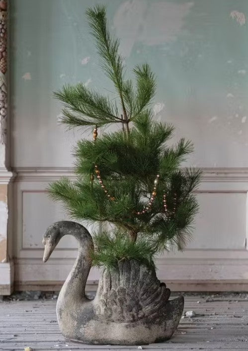 Magnesia Swan Planter, Heavily Distressed Finish