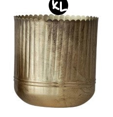 Metal Ribbed Planters with Scalloped Rims, Antique Gold Finish, 5 Size Options
