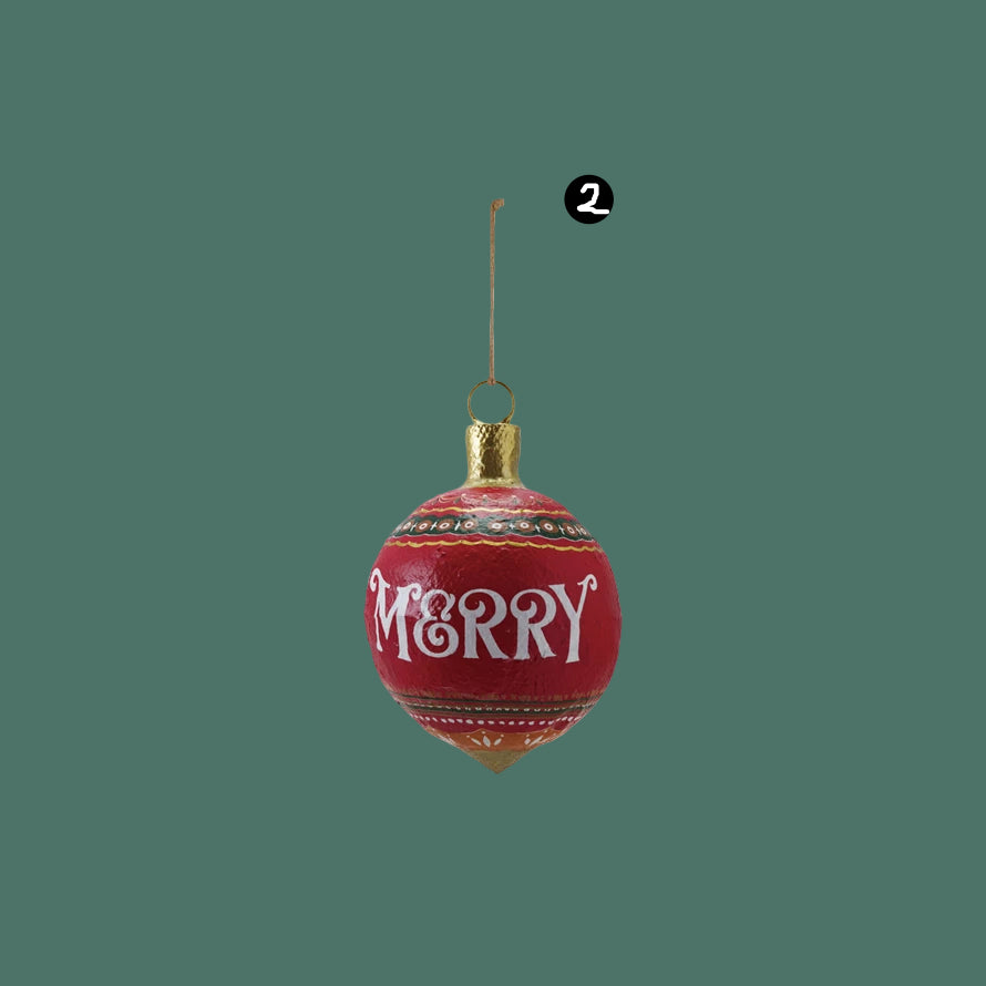 Hand-Painted Metal & Paper Mache Ornament, 2 Style Options