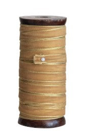 10 Yard Velvet Ribbon on Wood Spool w/ Metallic Edges, 4 Color Options