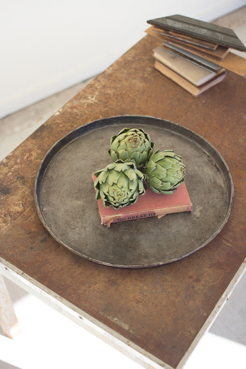 Round Rustic Iron Tray