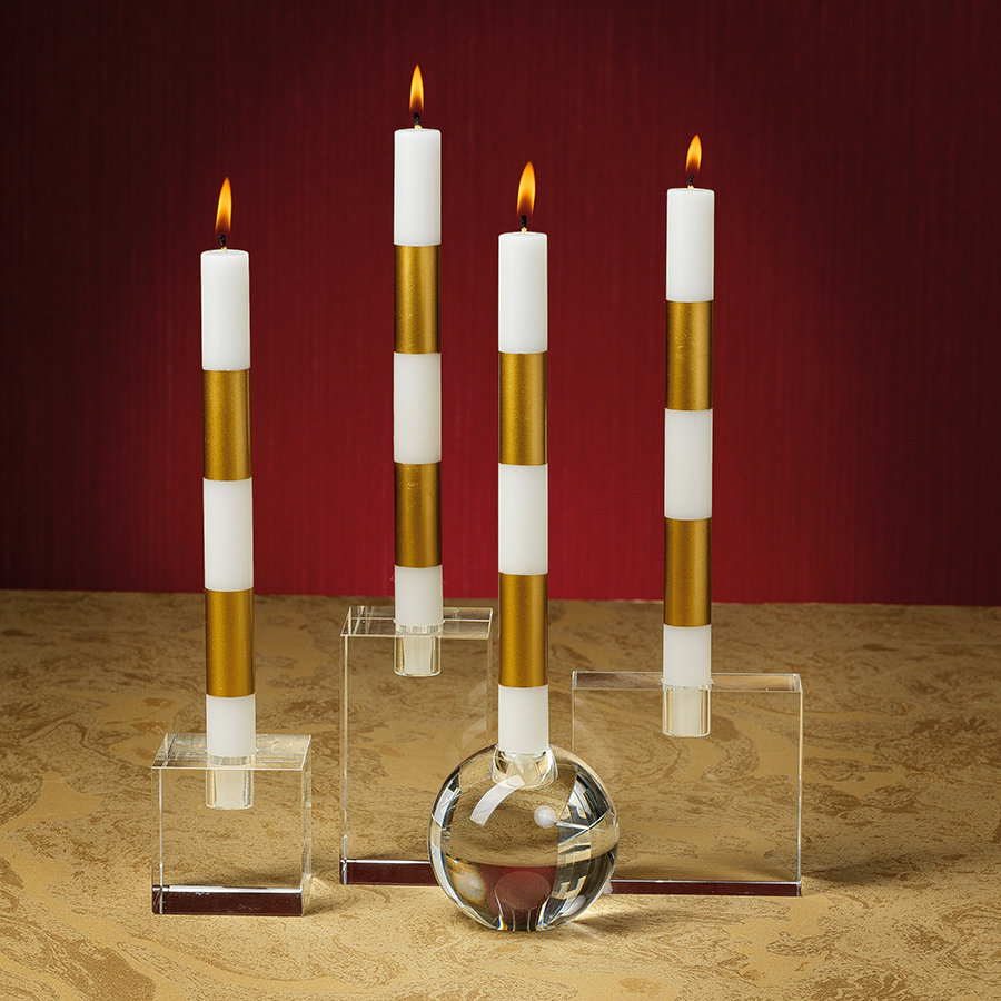 Striped Taper Candles, SET of 6- 4 Colors