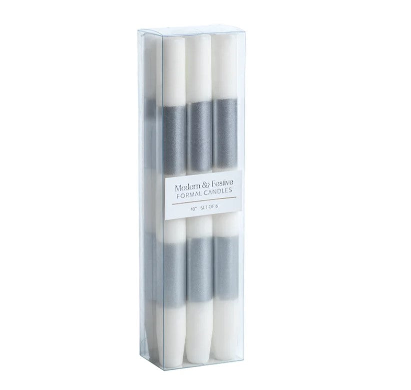 Striped Taper Candles, SET of 6, Color Options