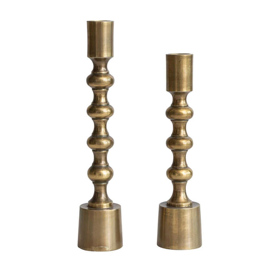 Cast Aluminum Taper Holders, Antique Gold Finish, Size Options