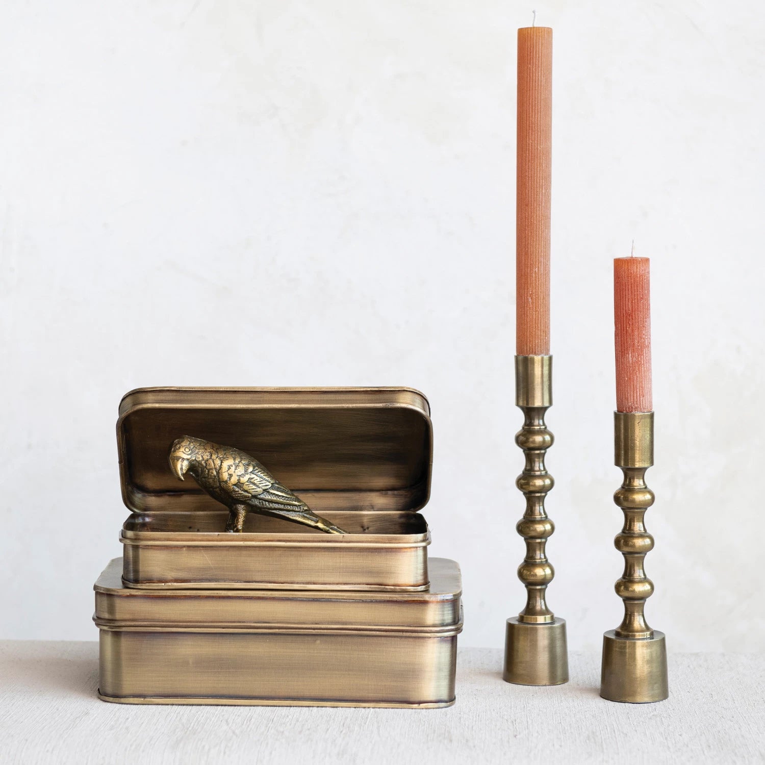 Cast Aluminum Taper Holders, Antique Gold Finish, Size Options