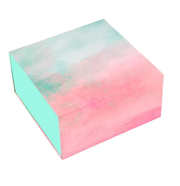 8" x 8" x 4" Gradient Color Collapsible Magnetic Gift Box, with 2 Pieces Tissue Paper
