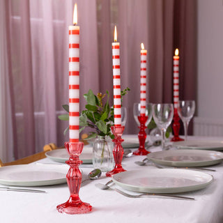 Red & White Stripe Candles, Sold Individually