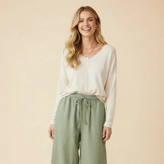 High-Rise Wide-Leg Drawstring Pants with Pockets