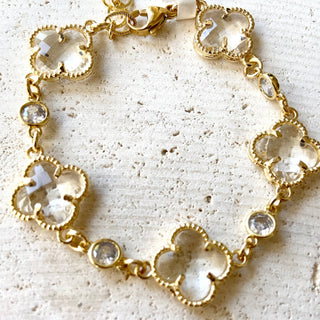 Pre Order Clover quatrefoil crystal bracelet