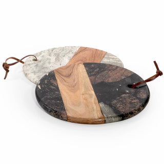 Pre Order Dark Round Marble & Acacia Wood Charcuterie Board