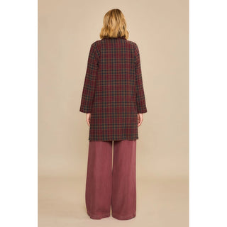 Double-Breasted Tartan Plaid Mid-Length Coat