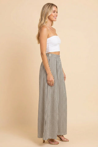 Striped Wide Leg Cropped Pants