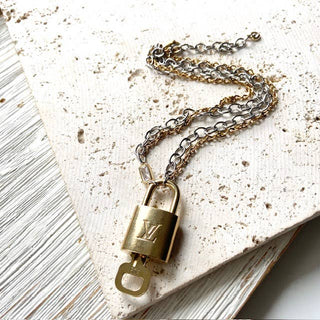 Pre Order Louis Vuitton  lock necklace repurposed upcycled LV