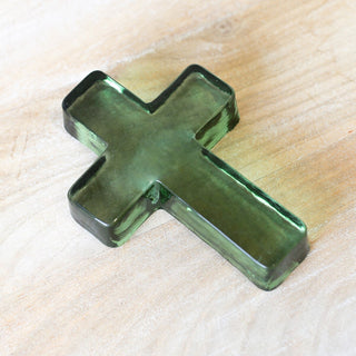 Pre Order Green Glass Cross Decor