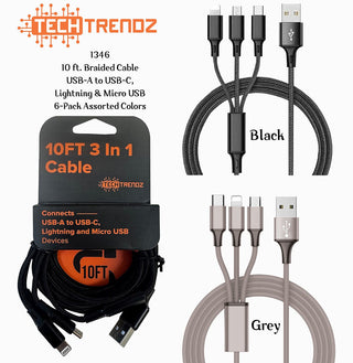 Pre-Order 3in1 10ft Fast Charging Cable