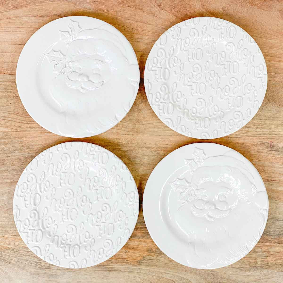 HoHoHo Santa Embossed Plates, Set of Four