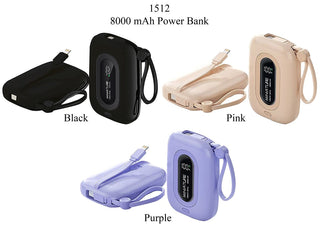 8000 mAh Power Bank w/Cables