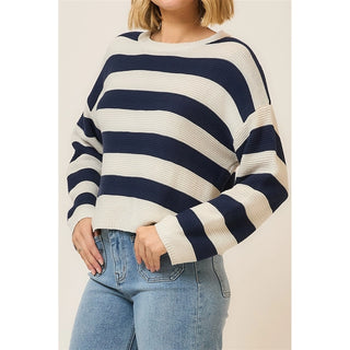 Striped Light Knit Pullover Sweater
