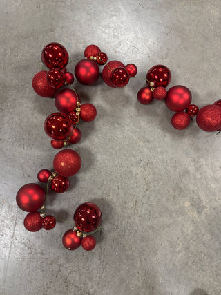 6' Red Mixed Ball Cluster Garland