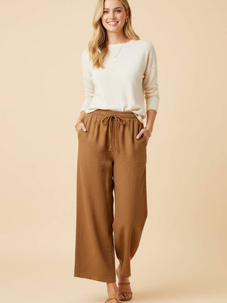 High-Rise Wide-Leg Drawstring Pants with Pockets