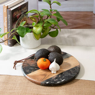 Pre Order Dark Round Marble & Acacia Wood Charcuterie Board