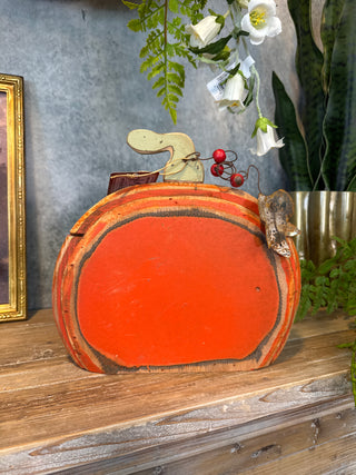 Wood Tin Round Pumpkin