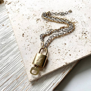 Pre Order Louis Vuitton  lock necklace repurposed upcycled LV