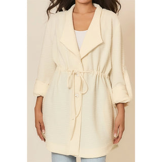 Crinkle Rib Texture Fold Sleeve Jacket
