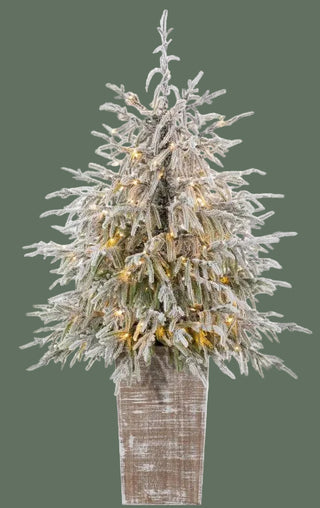 4' Potted Flocked Weeping Pine Tree
