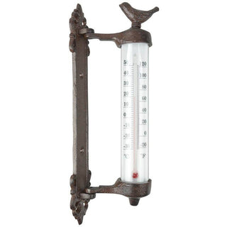 Bird Wall Thermometer in Giftbox, Cast Iron, Antique Brown